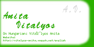 anita vitalyos business card